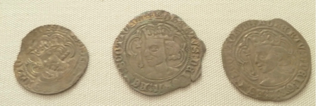 Robert II coins. The central groat diameter 27mm