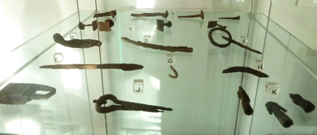 Museum display of the best-preserved iron objects