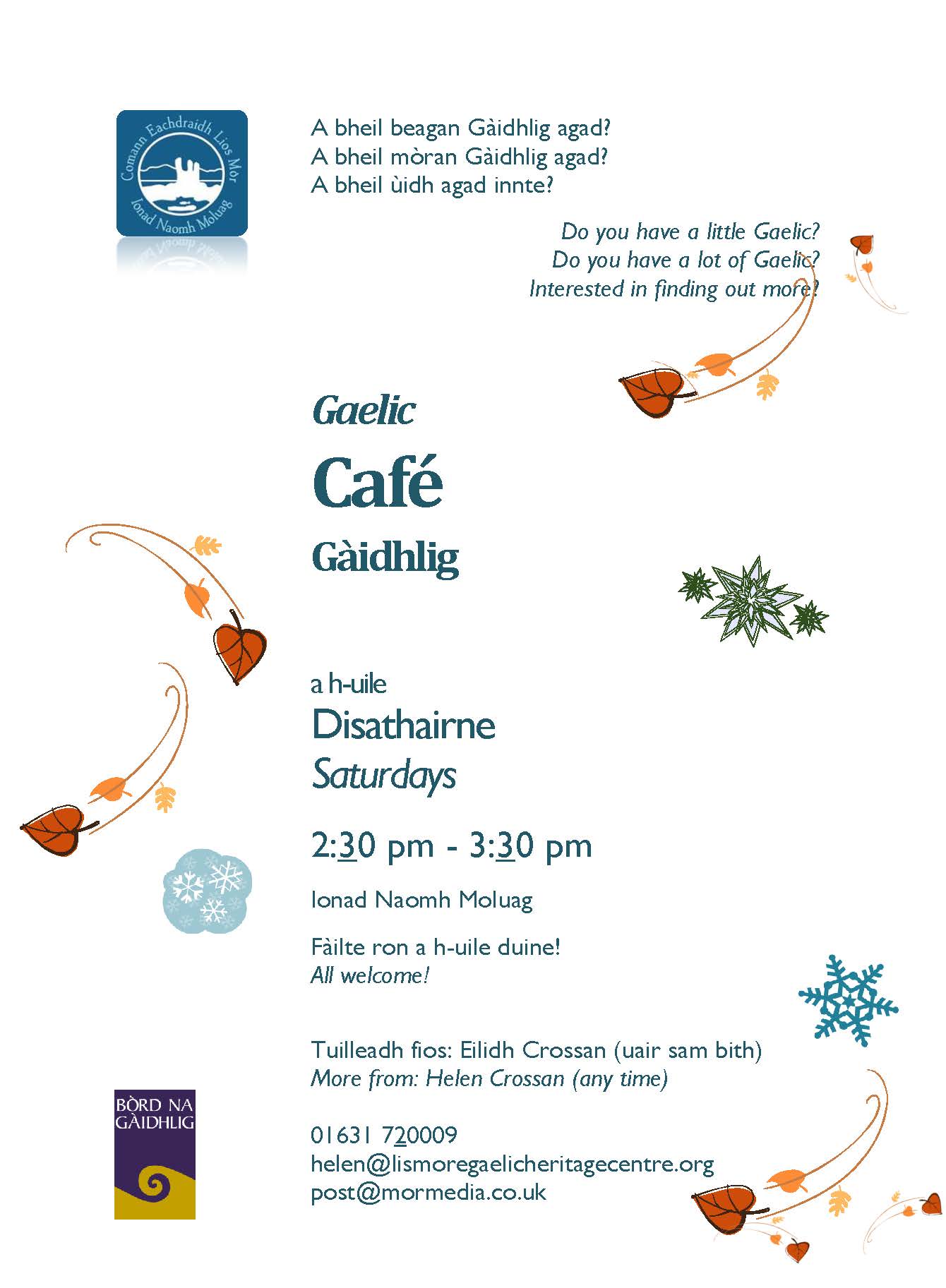 Gaelic Cafe Poster 10 November 2014
