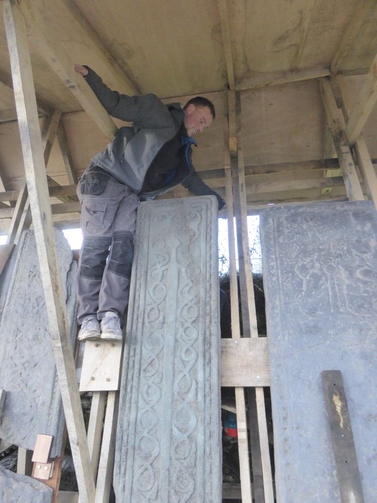 Acrobatics needed to align the stones