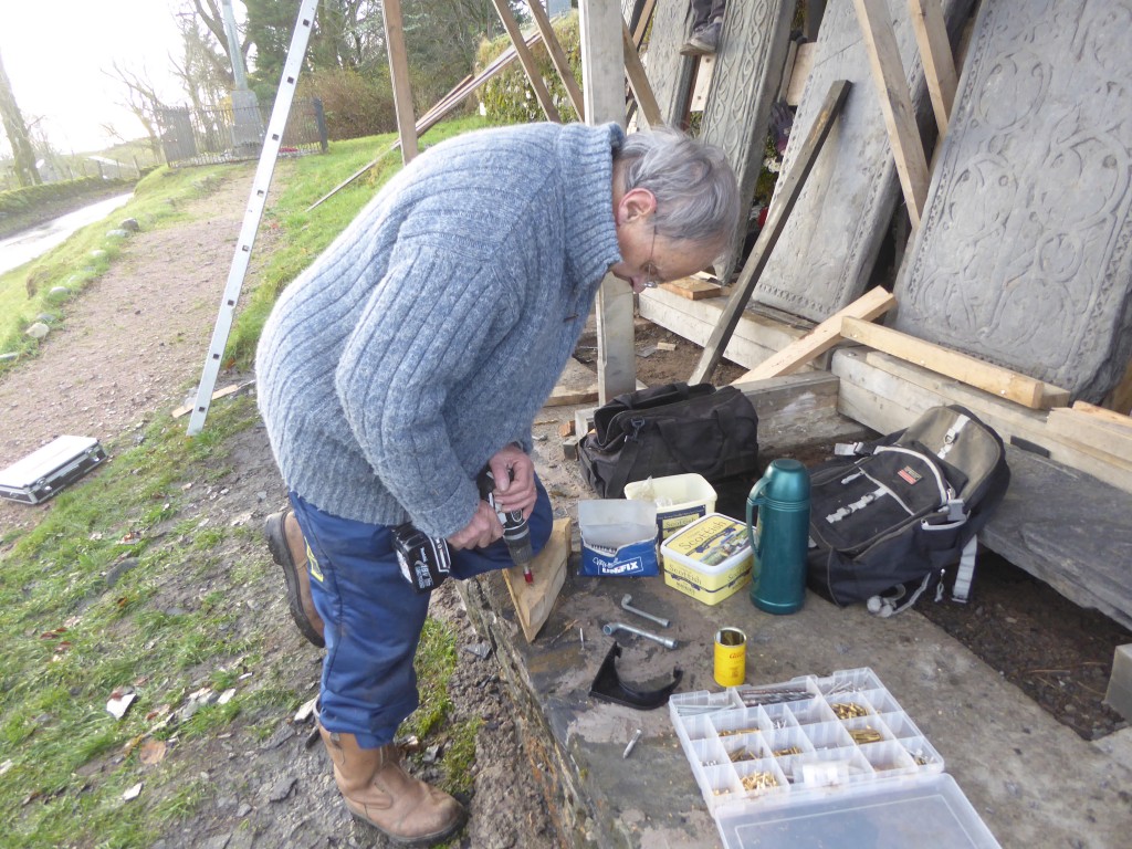 Mike making “shoes” for the stones