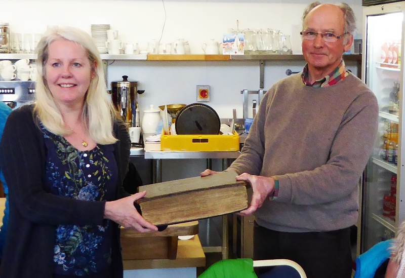 Bible of Hugh and Mary Carmichael of Achinduin presented to Bob Hay by Fiona Mackay