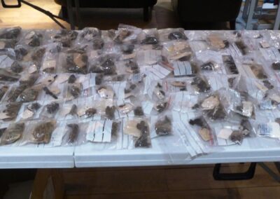 Sorting the finds on arrival on Lismore