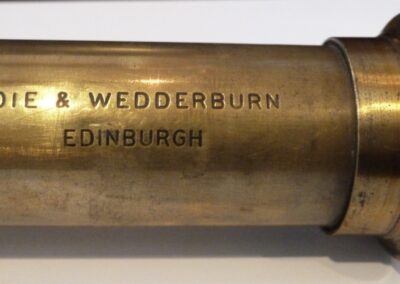 The Lismore lighthouse telescope. L 70 cm extending to 87 cm. Objective end diameter 6cm. Lismore Museum accession LISDD:2018.238.