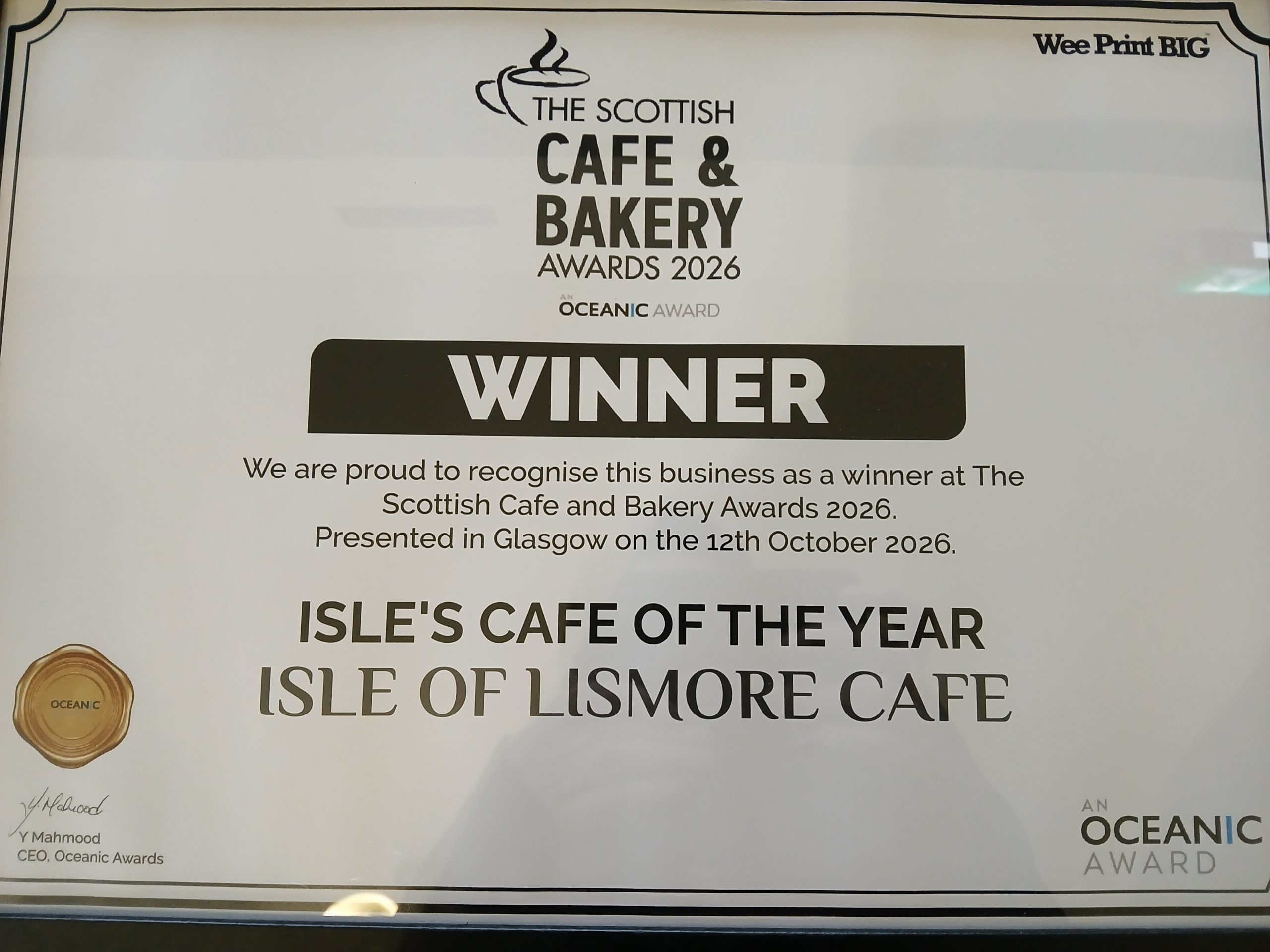 Isles café of the Year award 2026